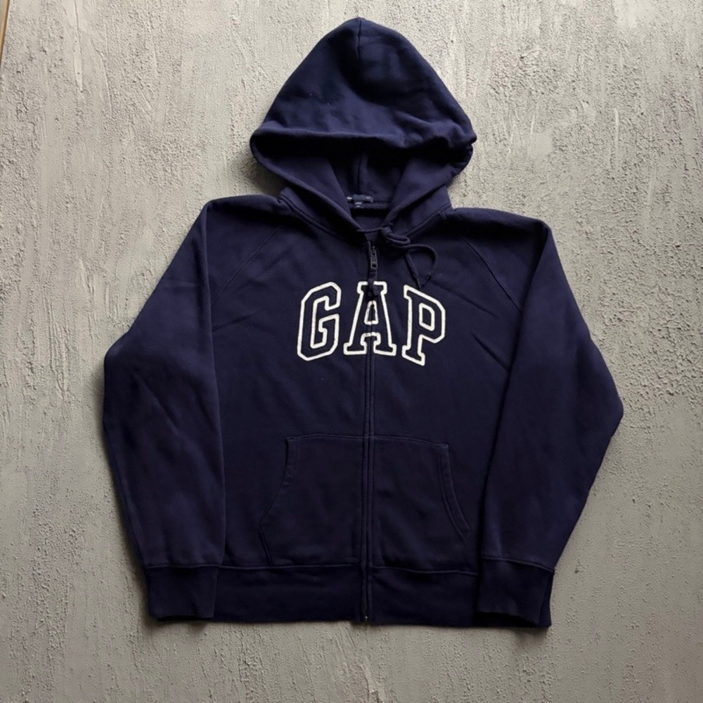 Vintage Gap Hoodie Women's XXL Blue 2000s Y2K Arch Logo Full Zip
